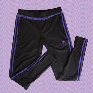 Adidas Black Training Pants with 3 Iconic Purple Stripes Training Pants